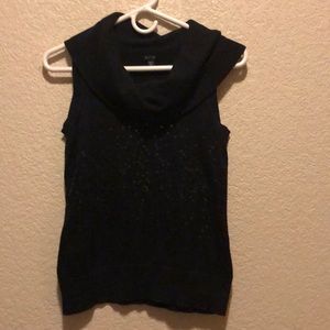 Petite black sequined sleeveless sweater